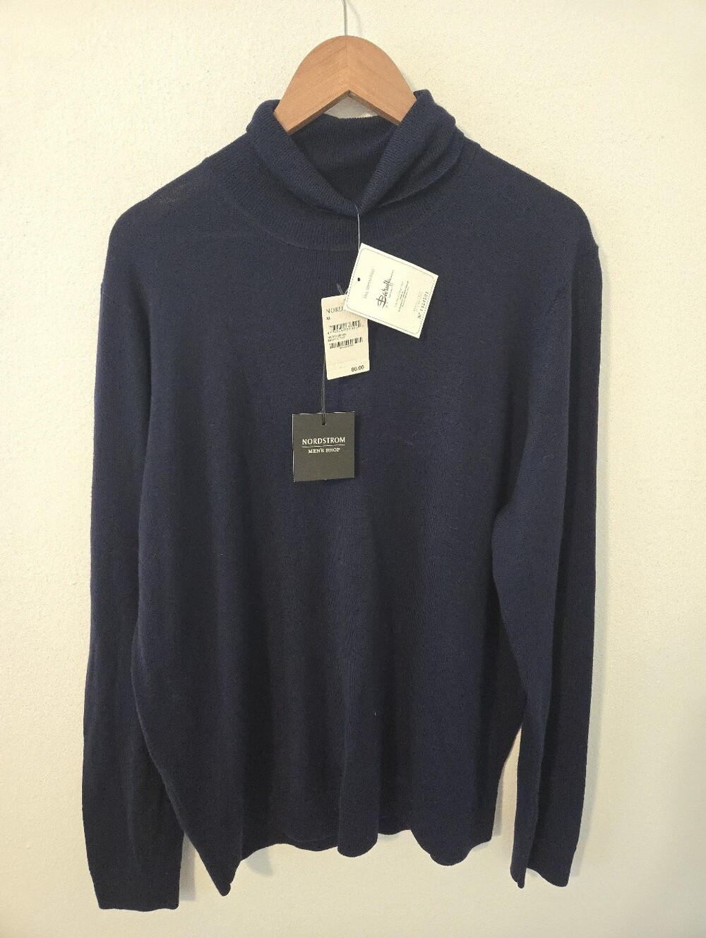 NWT Nordstrom Cashmere Turtleneck Sweater Mens XL Fine Merino Wool Night Navy